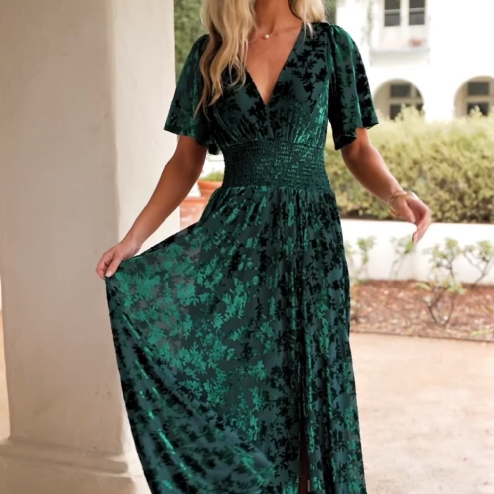 Baltic Born Veronica Velvet Maxi Dress - Green - large - Picture 2 of 6